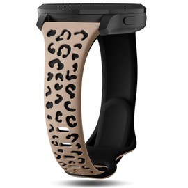 Strisinho 18mm 20mm Silicone Slim Leopard Bands Compatible with Garmin Venu 2S/Venu 3S/Vivoactive 4S/Vivomove 3S/Vivoactive 6/5/Venu/Venu Sq/Forerunner 165,Soft Narrow Cheetah Watch Strap Women Men