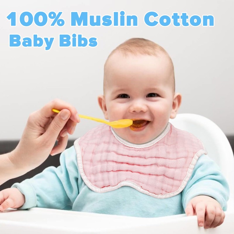 DOSMINE Muslin Baby Bibs for Drooling and Teething Newborn Drool
