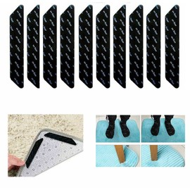 Buy-Simplicity® 10pcs Rug Gripper Anti Slip Grips Washable - Reusable Rug Tape - Double Sided Non-Slip Carpet Gripper Pads- Stickers Rugs Black