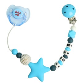 MYREBABY Blue Pacifier Clip Chain with Magnetic Pacifier for Reborn Baby Dolls Feeding Toy Accessories for Kids Gift