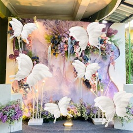 Tinlade 6pcs Large 3D Butterfly Party Decorations 20"/12" Mariposas Grandes para Decoracion Double Layer Hanging Decor with Pearl Accents for Girls Bedroom Party Backdrops Wedding(White)