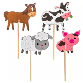 Barnyard Birthday Cupcake Toppers | 24 Pack | Farm Animal Themed Baking Party Supplies