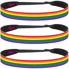 Hipsy Adjustable No Slip Classic Rainbow Headband Hair Band 3-Pack
