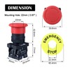 DMWD 22MM 600V 10Amp 1NO 1NC Red Mushroom Latching Emergency
