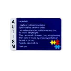 Autism Alert Card - ADHD Awareness Cards - Write on Cards 3 Pack Secure ID