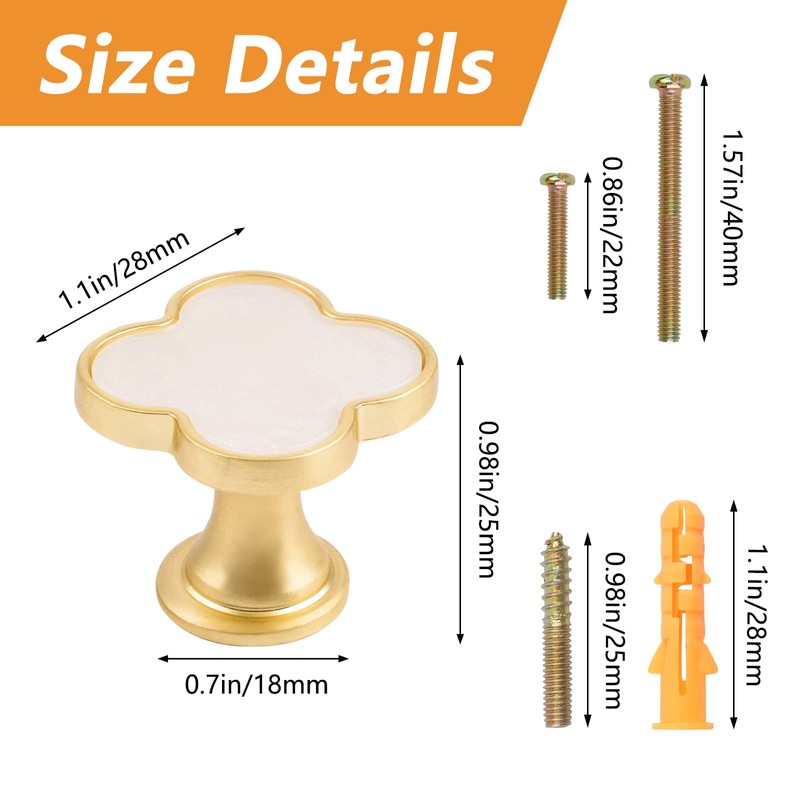 MOROBOR 6PCS Four-Leaf Clover Handle, Creative Cabinet Drawer Pulls Multifunctional