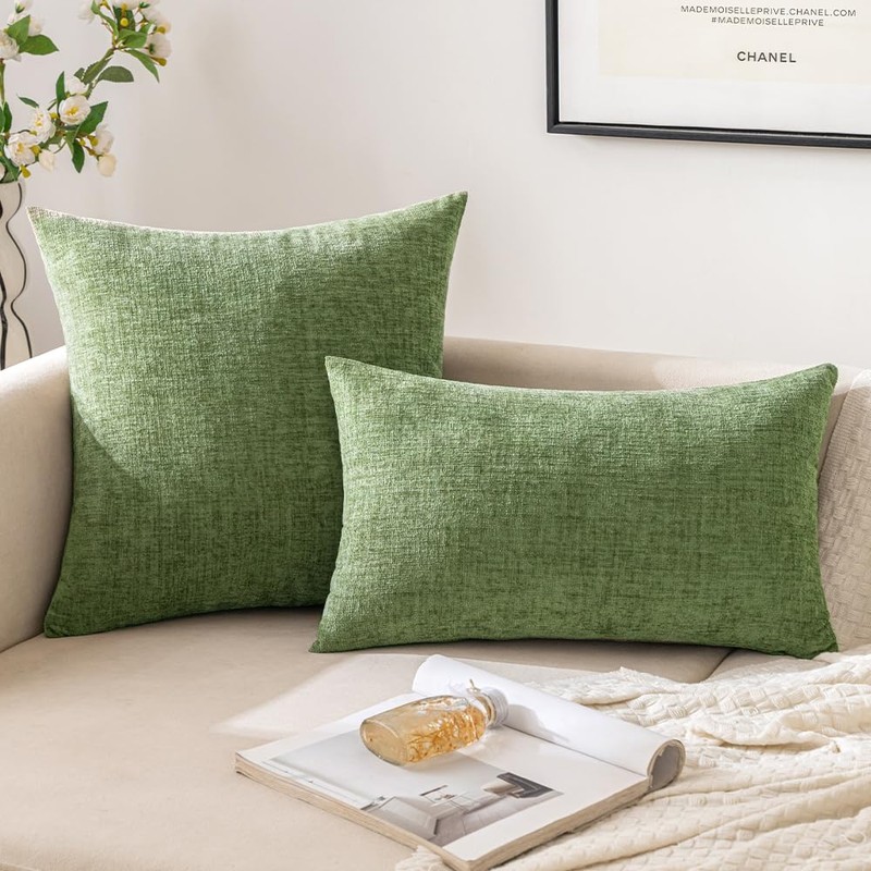 EMEMA Pack of 2 Soft Chenille Throw Pillow Covers 12x20