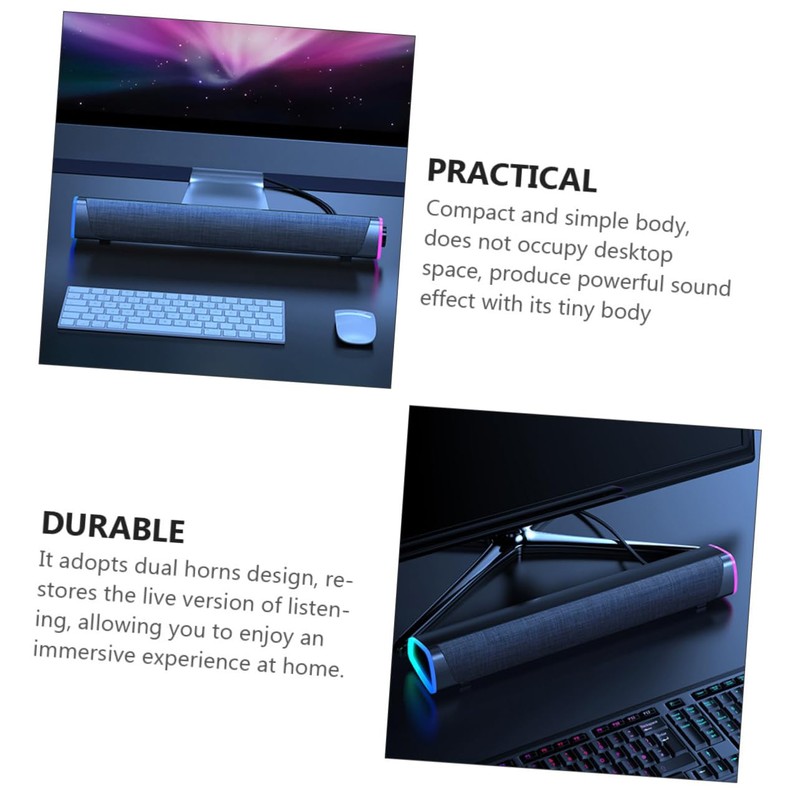 jojofuny Soundbar Box Wired Dual Speaker for Home Office and