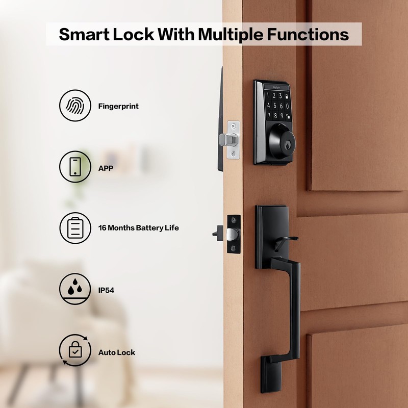 Keylynx 4-in-1 Smart Door Lock with APP Control, Fingerprint Door