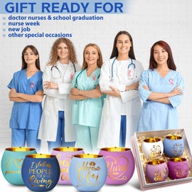 MTLEE Mtlee 12 Pcs Nurses' Day Candle Holders Glass Nurse Votive Tea Lights Candle Holder Nurses' Day Decor Table Centerpiece Appreciation Gifts for Nurses, Doctors Essential Workers