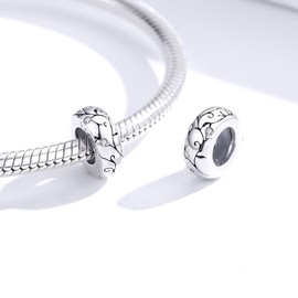 ARTCHARM Abalorios espaciadores de plata de ley 925 para pulseras europeas de bricolaje, regalos personalizados para el día de la madre/cumpleaños/Navidad, Plata, plateado