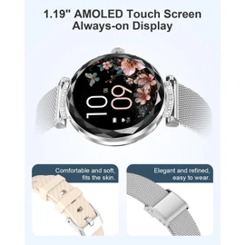 Smart Watches for Women(Answer/Make Calls) with Diamonds, 1.3” HD Bluetooth Smart Watch for Android iOS Phones, Fitness Activity Trackers Smartwatch with Heart Rate/SpO2/Sleep Monitor