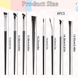 Hariendny Makeup Artist Kit, 8 Pcs Angled Eyeliner Brush, Ultra Thin Precision Eyeliner Brush, Eyebrows Eyeshadows Makeup Brushes Set, Angled Brow Brushes, Professional Eye Make Up Tool