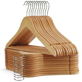 UINICOR Wooden Hangers - 30 Pack - Clothes Hanger for Daily Used,Smooth Finish Wood Hanger with Precisely Cut Notches,Coat Hangers, Heavy Duty Hanger for Shirt Suit Dress (Natural)