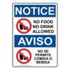 ComplianceSigns.com No Food No Drink Allowed Bilingual Sign, 10x7 inch