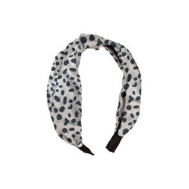 Mary Square Top Knot Hair Band Wide Boho Headband for Women and Girls - Set of 4 Animal Print - 6” L x 4.5” W x 1.5" D- Leopard Cheetah Patterns of Back, Navy Grey and White