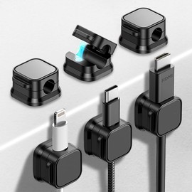 6 Piezas Organizador de Cables, Magnetic Cable Clip, Ajustable Canaletas para Cables - Clip Cable, Grapas Cable, Cable Management, Organizador de Escritorio, Cubre Cables, para el Hogar, Oficina