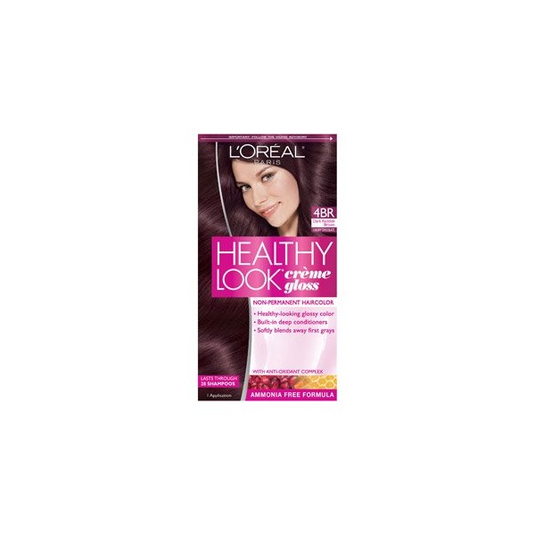 L'Oreal Healthy Look Creme Gloss Hair Color 4Br Dark Red Brown Cherry Chocolate, 1 ct (Pack of 3)