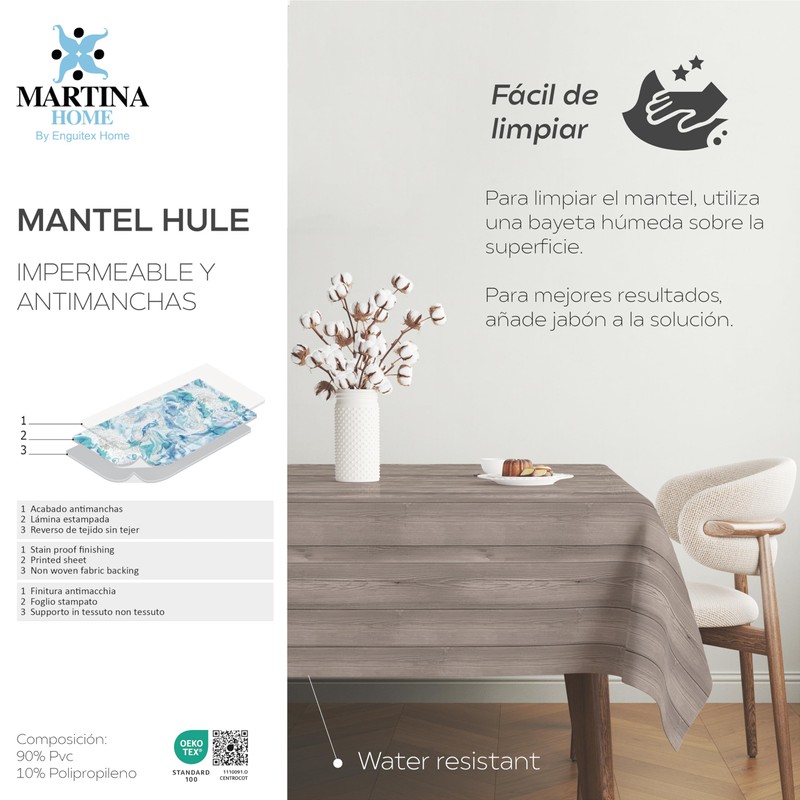 Martina Home Oilcloth Tablecloth Wood Brown 100 x 140 cm