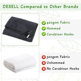 Bruislard 2 Pack Black Golf Towel with Carabiner Clip 12" X 12" Microfiber Waffle Pattern GolfRag GolfTowel with Clip for Cleaning GolfBall Club Putter Iron for Golf Bag Trolly Belt Loop
