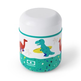 monbento - MB Capsule Blue Dino Thermal Lunch Box for Kids - Thermal Box for Hot and Cold Meals up to 5 Hours - Bento Lunch Box for Kids Ideal for Compote/Fruit/Hot Dishes - Motif