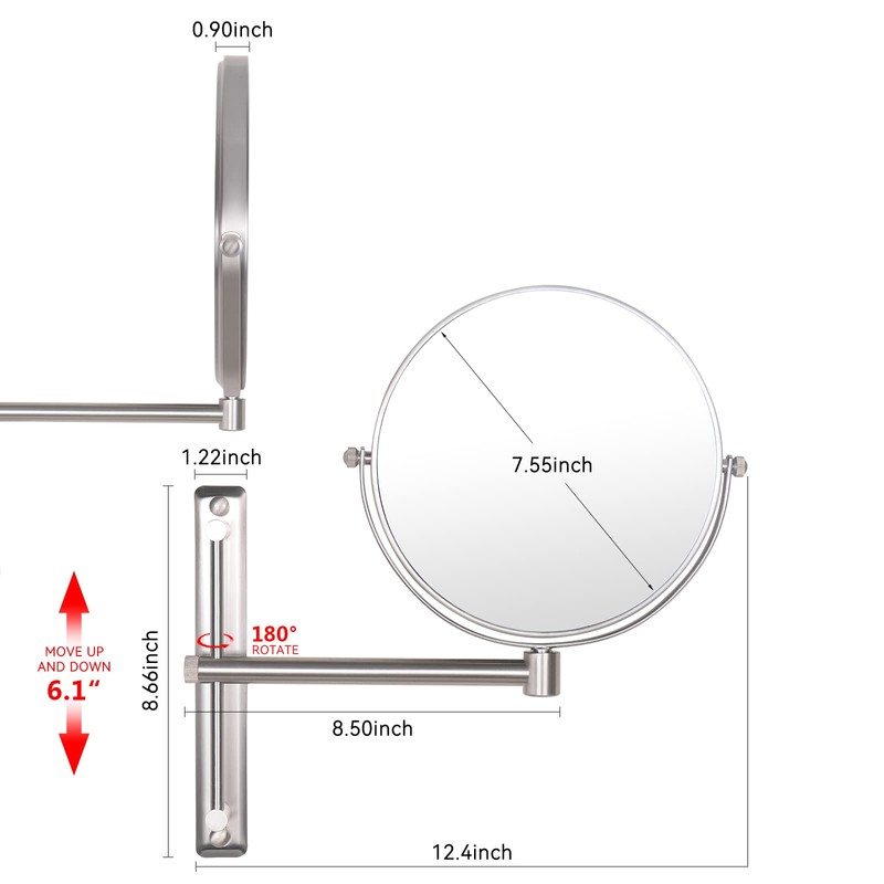 Nicesail 8 Inch Double-Side Wall Mounted Mirror Magnified 10x Makeup