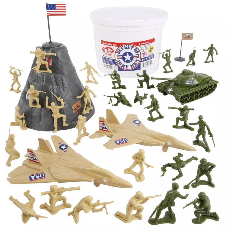 TimMee Processed Plastic Bucket of Army Men Tim Mee Tank
