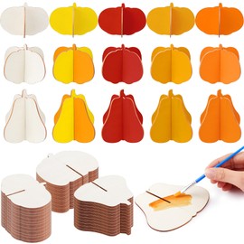 Yalikop 60 Pcs Fall Crafts Pumpkin Wood Cutouts, 4.7 Inch, Non Cutout Pumpkin Wooden Table Decorations 3D Fall Wooden Slices for Autumn Harvest Thanksgiving Crafts DIY Table Tiered Tray Decor