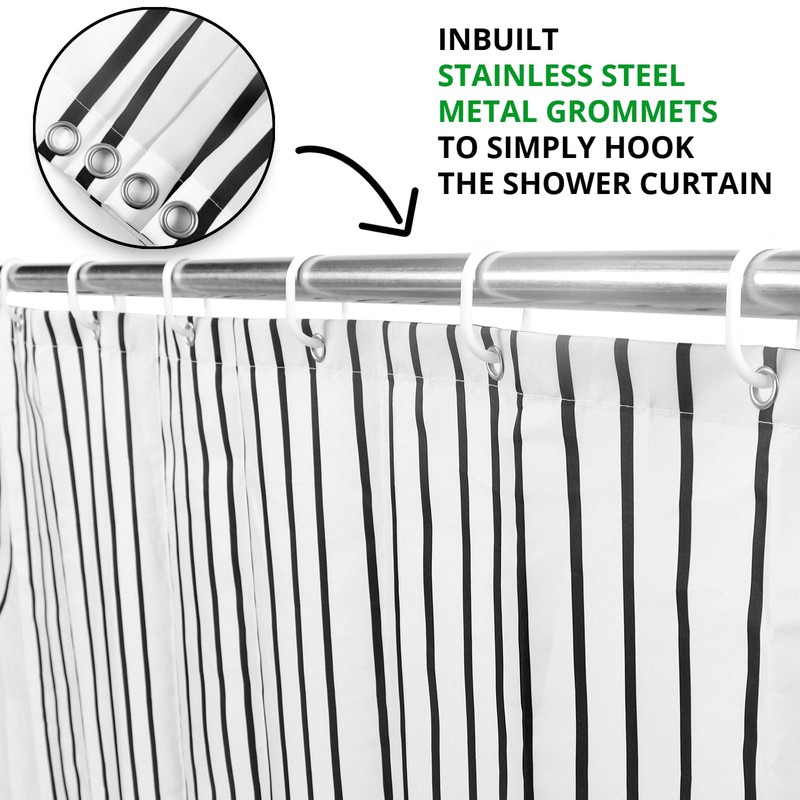 GKLEASG White and Black Shower Curtain, Boho Minimalist Mid Century