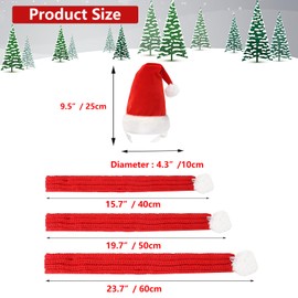 HZAKXIN Christmas Dog Cat Santa Hat Scarf, Dog Winter Knitted Scarf, Pet Winter Neck Warmer Costume with White Pompom Ball Party Dressup Xmas Cute Decorate Gift Red for Small Breed Dogs Cats