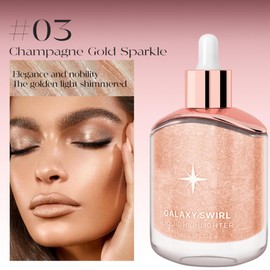 KARLOR Liquid Highlighter Face Body Glitter Gold Liquid Highlighter Shimmer Blended Glow Body Glitter Face Creamy Glitter Gel Body Cream with Glitter (03#Champagne Gold)