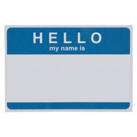 ADVANTUS Self Adhesive Name Badge Labels, 25 Labels, 3-3/8 x 2-1/4 Inches, Blue Hello (Z06175)