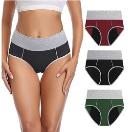 Incontinence Underwear for Women, Leakproof Underwear for Women (Black/Burgundy/Green, XXX-Large)