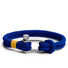 Elegatto Alchor Premium Rope Bracelet for Men | Nylon Marine Cord with Silver Polished Stainless Steel Shackle Closure | Waterproof and Fade-Resistant | Men’s Designer Bracelets | Ukraine Medium (7")