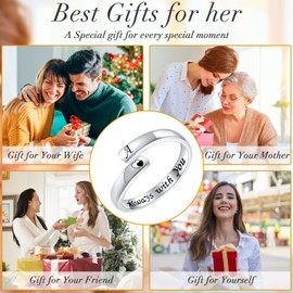 925-Sterling-Silver Initial Ring for Women - Open Letter A J K M S Ring White Gold Alphabet Ring Jewelry Birthday Gifts (Letter A Ring)