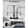 Matte Black Wall Mount Kitchen Sink Faucet 2 Handles, 8