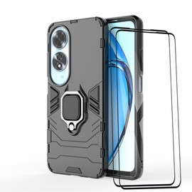 ESTH® Case for Oppo A60 4G with 2 Pack Screen Protector, [360° Rotating Stand] [Military Grade Anti-Fall Protection], Cover Compatible with Magnetic Car Mount, Black