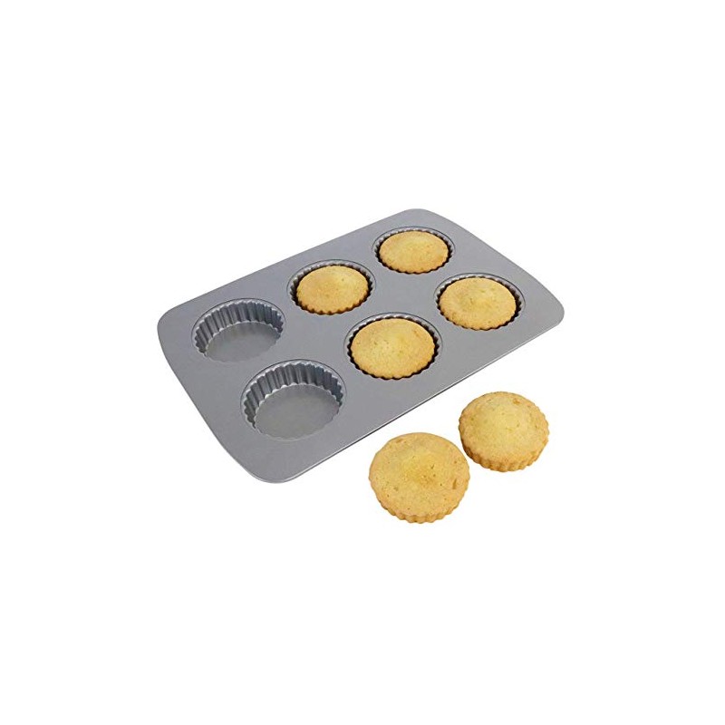 PME Non Stick 6 Cup Tart Pan, Carbon Steel