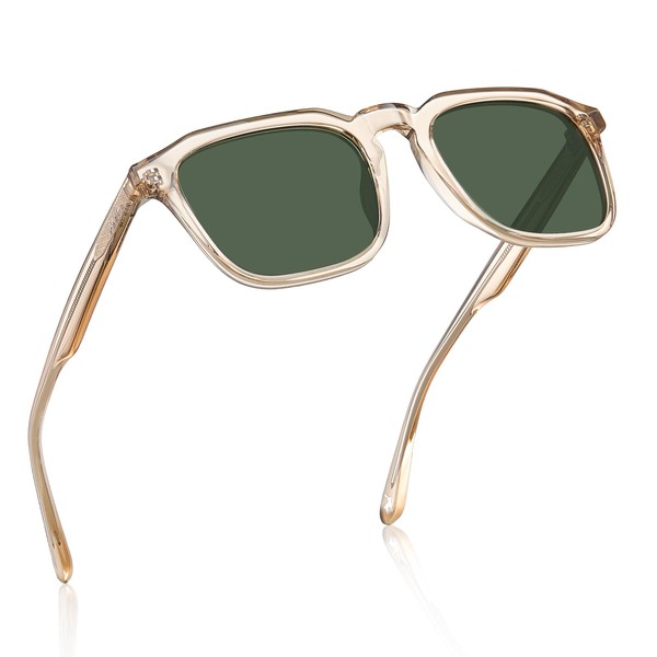 CARFIA Square Mens Sunglasses Polarized UV400 Protection Retro Modern Style