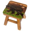 Bear in Mountains Design Hand Carved Acacia Hardwood Decorative Short