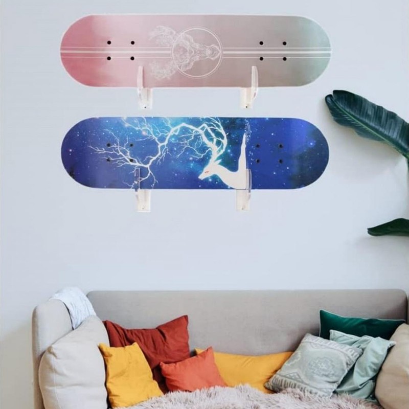 2PCS Skateboard Wall Mount Display Rack Acrylic Skateboard Wall Hanger