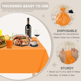 D&Z Plastic Table Cloth Disposable, 12 Pack Orange Rectangle Tablecloth Individually Wrapped for Indoor&Outdoor, 54 x 108 Inch Table Cover for Party, Picnic, Birthday, Wedding & Dinner