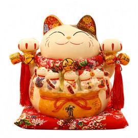 Maneki Neko Statue, Money Lucky Cat, Caishen Cat, Wealth Cat Figurine, Feng Shui Gifts, Feng Shui Decor, Bring Good Luck, Healthy, Wealth (White)