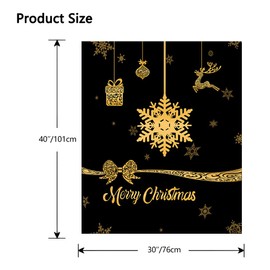 Merry Christmas Throw Blanket Baby Small Black Gold Printed Blanket for Kid Toddler Swaddle Crib Soft Lightweight Fuzzy Plush Fleece Snowflake Blankets and Throws Xmas Holiday Blanket 30x40