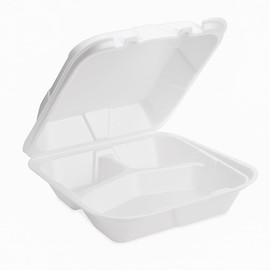 Concession Essentials- Foam Containers 3 Compartment / 9" x 9" x 3.5" - Pack of 15ct