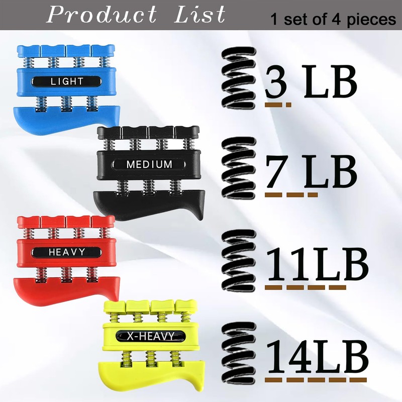 4 Weights Grip Strength Trainer Set,Hand Grip Finger Exerciser,Finger Strengthener,Work