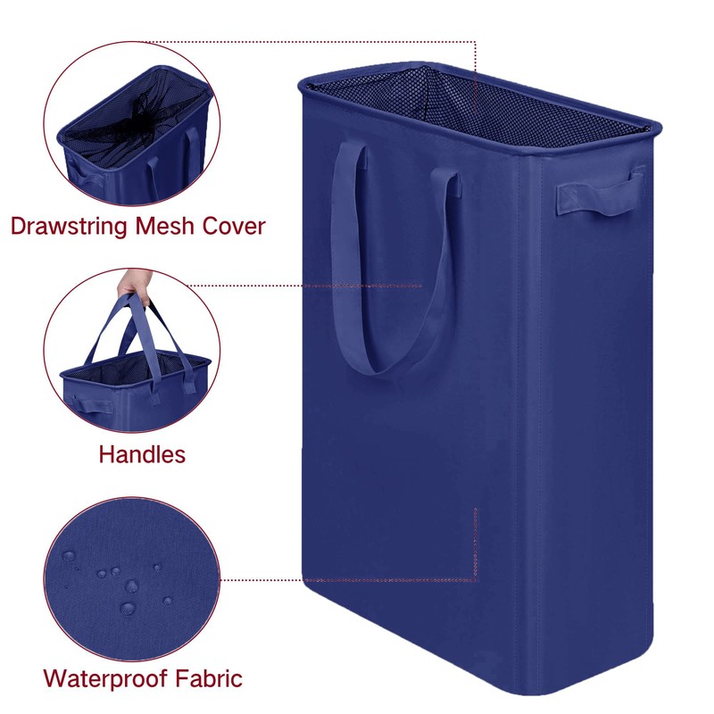 efluky Slim Laundry Basket, Narrow Laundry Hamper with Handles, Collapsible