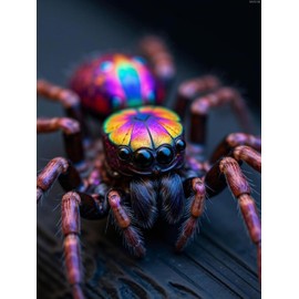 KAYEIUU Diamond Art Kits for Adults Colorful Iridescent Jumping Spider Diamond Painting Kits for Adults Beginner, Diamond Painting Kit for Home Wall Decor 12x16 inch Frameless