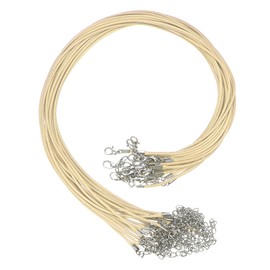 HARFINGTON 20Pcs Waxed Necklace Cord Bulk Cream 1.5mm Dia 18" Necklace String Rope with Chain Clasp for Pendants Bracelets Jewelry Making Supplies Accessories