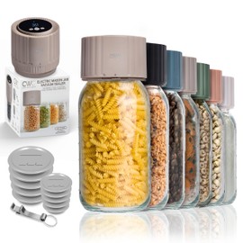 COOK WITH COLOR Electric Mason Jar Vacuum Sealer – Freshness Preserver for Food Storage, Easy-to-Use with One-Touch Operation, Greige